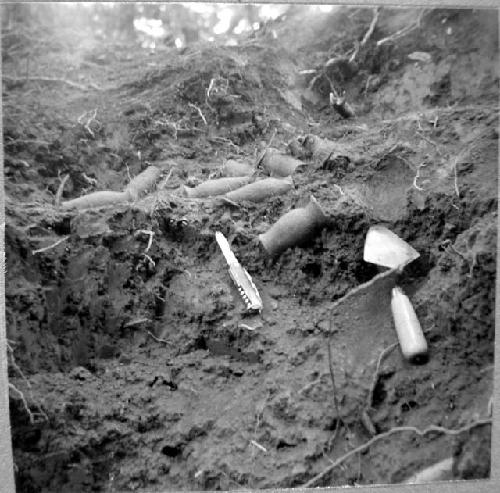 Trench at rear of main mound in Fidencio group. Nest of many small FO vases