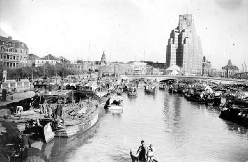 Boats on city canal