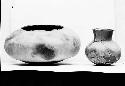 Jar With Missing Neck and Smaller Heavily Mended Jar, Gila redware