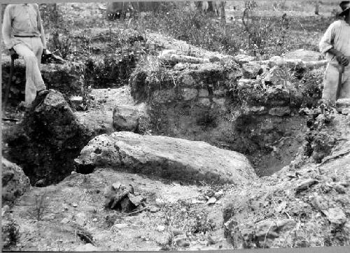 Mound 1 - stela before turning