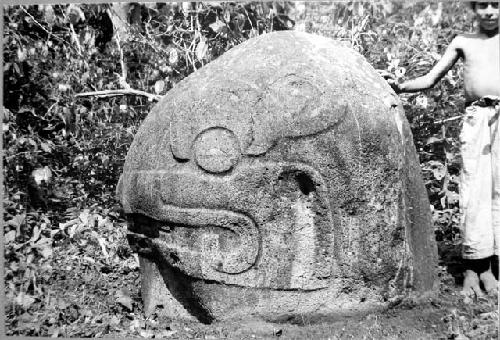 Huge Jaguar Head stone sculpture