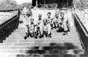 Soldiers sitting on stairs