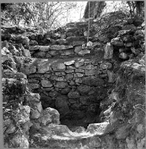 Terrace walls seen from west side of Telchaquillo Mound