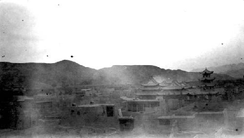 Town scene with pagoda