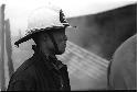 Firefighter with helmet on
