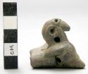Pottery whistle - bird form. Double-chambered, double mouth piece