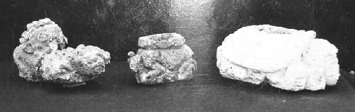 Group Z-50. Sm. stone sculptures. Jaguar (?), sm. turtle-like figure, turtle