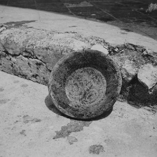 Slateware basal break bowl w/ trickle paint decoration