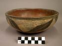 Polychrome pottery bowl - red, black, white