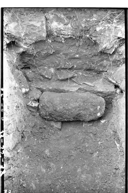 Stela F, entrance to cruciform chamber opened.