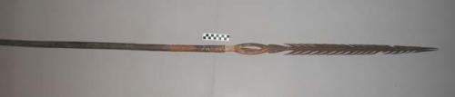 Wooden spear with double barb
