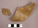 Black on white potsherds