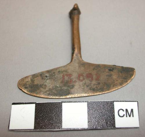 Copper knife - figure of lama at each end of handle