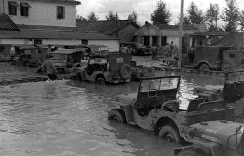 Flooded US military base