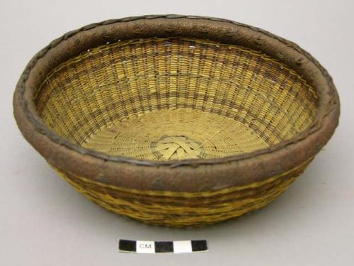 Bowl basket - decorated with bands of reddish-brown
