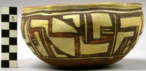 Bowl, polacca polychrome style c. int: splatter design; ext: linear design. 18.1