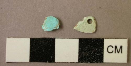 Ground stone turquoise pendant & fragment