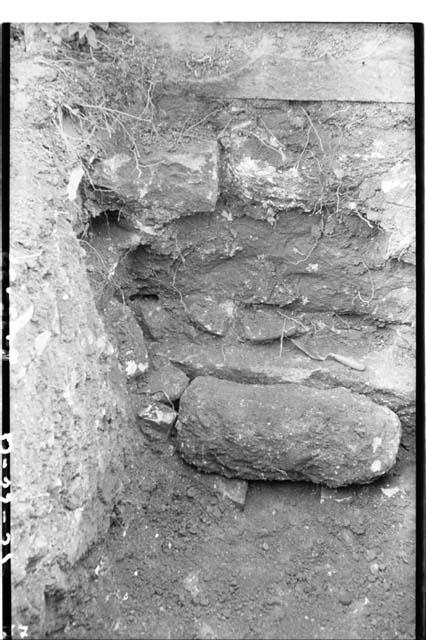 Stela F, entrance to cruciform chamber opened