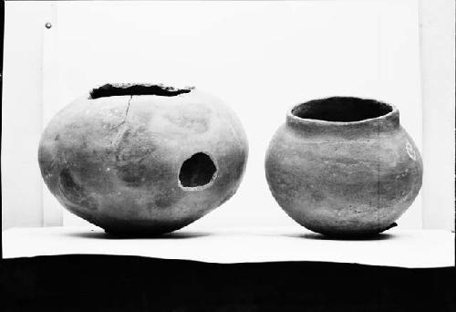 Two Gila redware Jars, One With Missing Neck