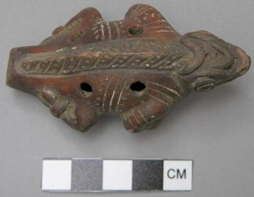 Four hole ocarina, reptile form