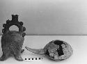 V-59 Burial 1 Associations Legged Pot- 163A, Negative corn popper 163B