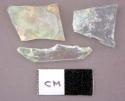 Glass, colorless bottle glass, fragments