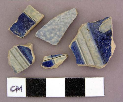 Ceramic, rhenish stoneware, sherds with blue design