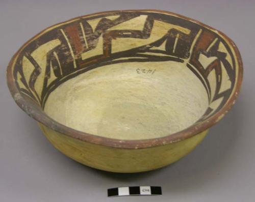 Bowl, polacca polychrome style c. int: linear design; ext: slipped, no design. 8