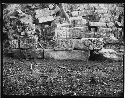 Sculptures at eastern base of Mound 7