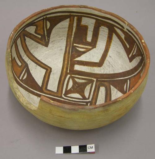 Bowl, polacca polychrome style c. int: linear design; ext: slipped, no design. 8