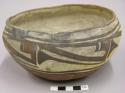 Bowl, polacca polychrome style c. int: splatter design; ext: linear design. 8.0