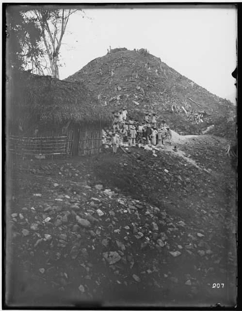 Pyramid 16, calling the roll of laborers at rancho after work