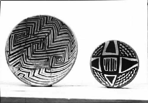 Gila polychrome bowls showing geometric designs on interior