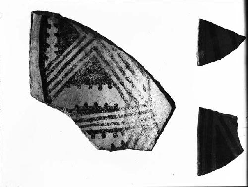 Three Ceramic Sherds With Geometric Designs