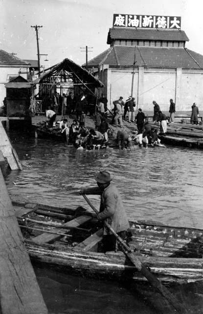 Man paddling boat