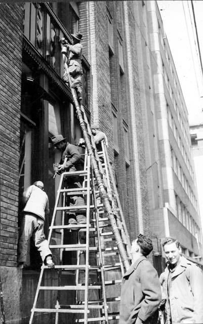 Men working on building