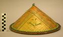 Woven hat with beaded foliate design