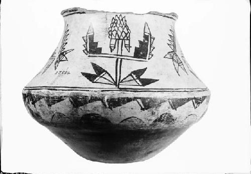 Ceramic Jar With Floral and Geometric Design