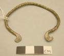 Twisted iron bracelet - flattened recurved ends - much worn