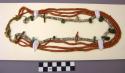 Navajo necklace. 4 strands. 3 strands of coral beads and 1 strand of shell beads