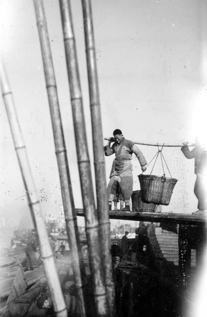 Men carrying a basket