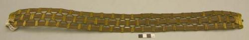 Open-weave brass belt,  hook fastener