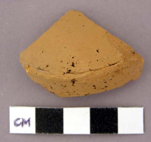 Ceramic, redware sherd, possibly unglazed, possilbe flower pot base