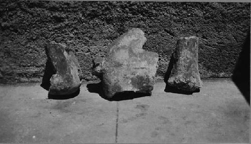 Top view of fragments of stucco jaguar from Structure 10