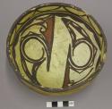 Bowl, polacca polychrome style c. int: zuni rain bird design; ext: slipped, no d