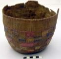 Small basket--square & parallelogram designs of yellow, green, red, blue