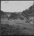 Beginning Repairs of Basal Terraces of West Side.  Looking North East