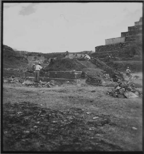 Beginning Repairs of Basal Terraces of West Side.  Looking North East