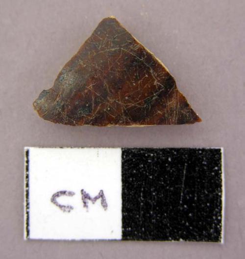 Ceramic, manganese, brown modelled sherd