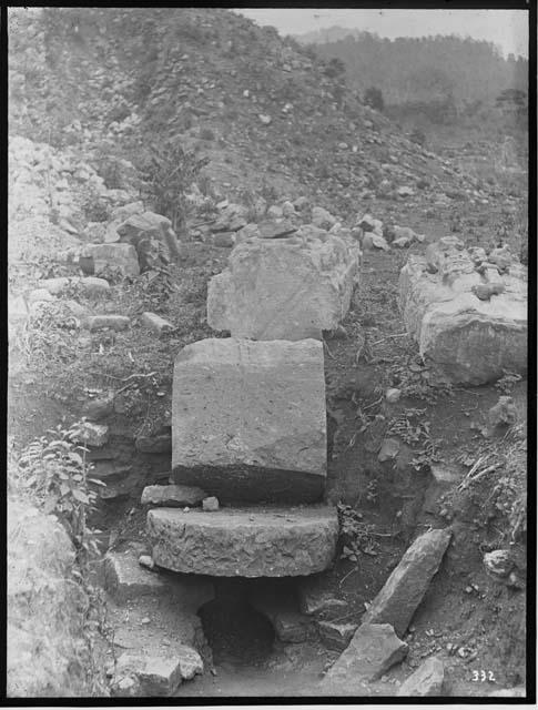 Stela 3 - showing excavation beneath the pedestal